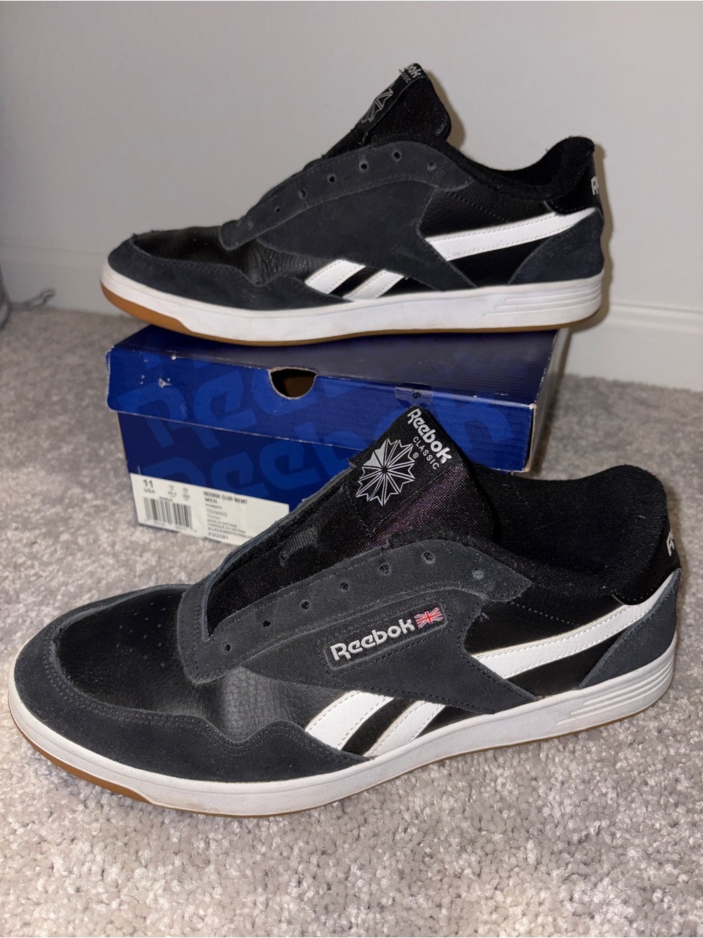 Reebok Club MEMT Black White Gum Sneakers Men’s 11 with Box